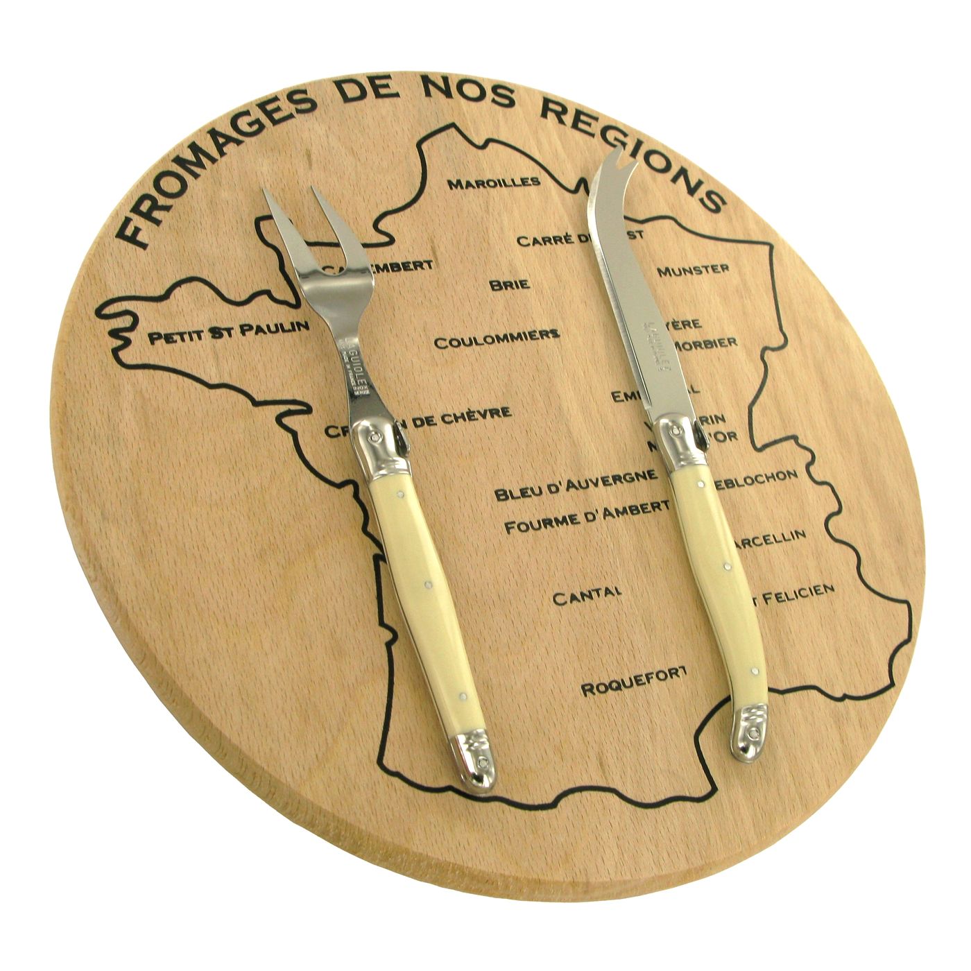 Set plateau a fromage laguiole 3 pieces ivoire